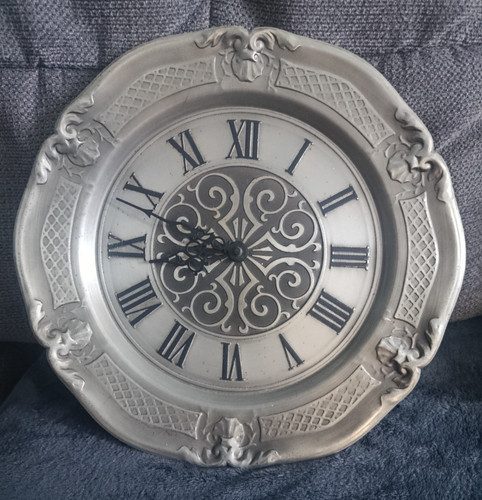 Wanduhr zinn silberfarben rund - wanduhr,