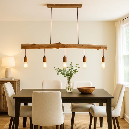 Retro hängelampe holzlampe - hängelampe,