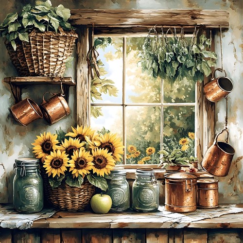 Wandbild küche fenster - küche,